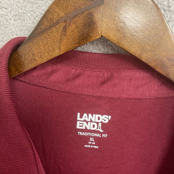 NWOT Lands' End Men's XL Traditional Fit Long-Sleeve Burgundy Polo Shirt - Picture 6 of 8